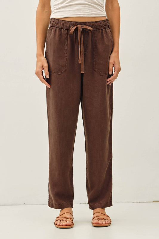 DEEP CHOCOLATE TENCEL TAPERED PANTS