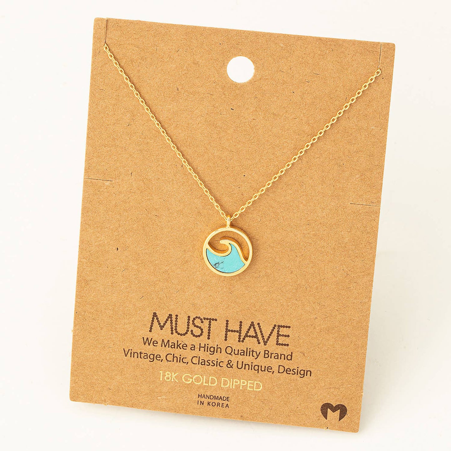 Round Wave Coin Pendant Necklace