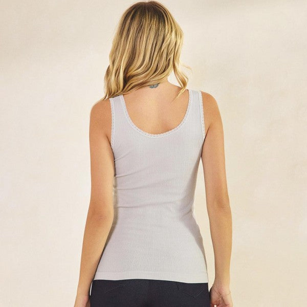 Ribbed Seamless Tank With Lace Details