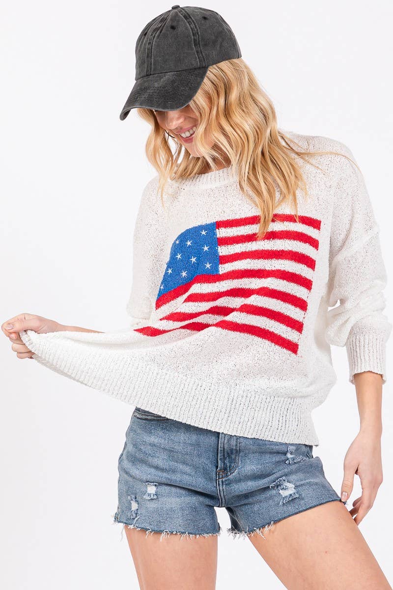 AMERICAN FLAG LIGHT SWEATER