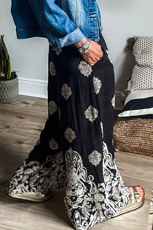 Charcoal Boho Drawstring Waist Pants