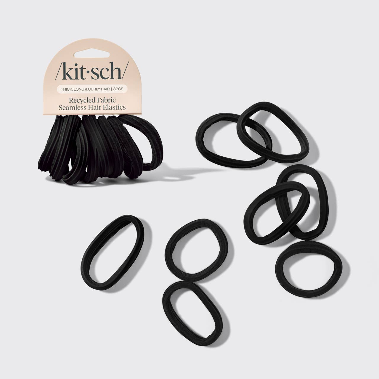 Seamless Hair Elastics 8pc Set- Black