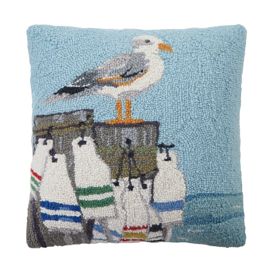 Seagull On Pier w/ Buoys Hook Pillow