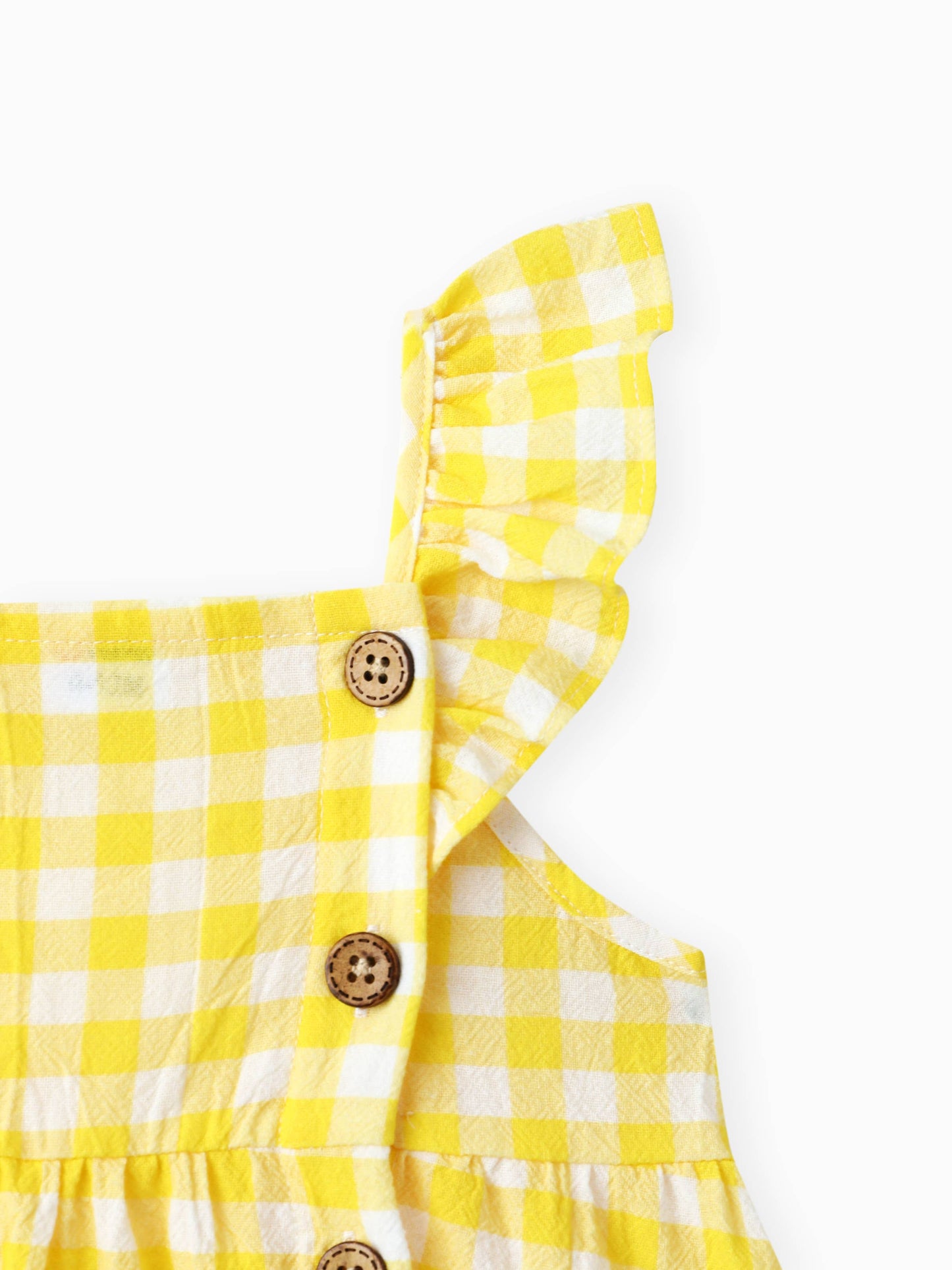 Lemon Checkered Girls Dress