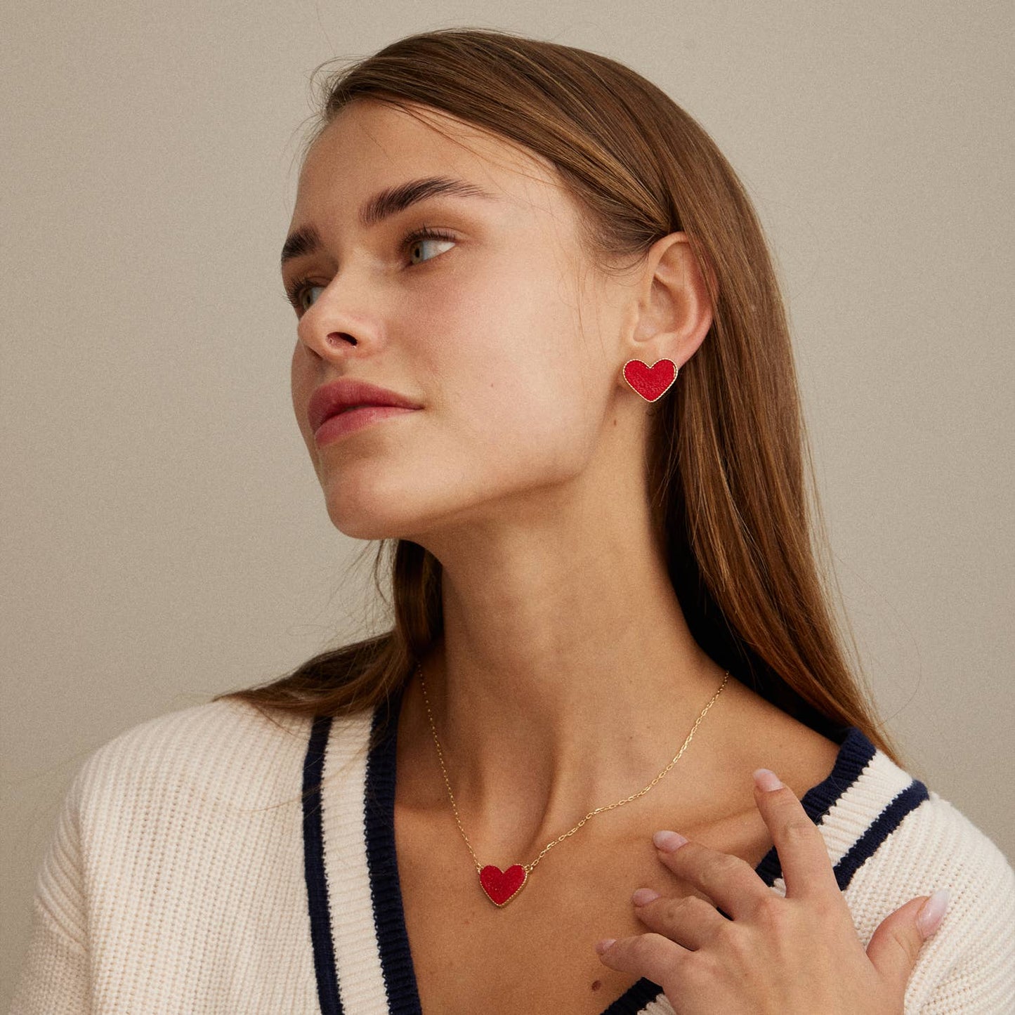 Heart Stone Charm Necklace