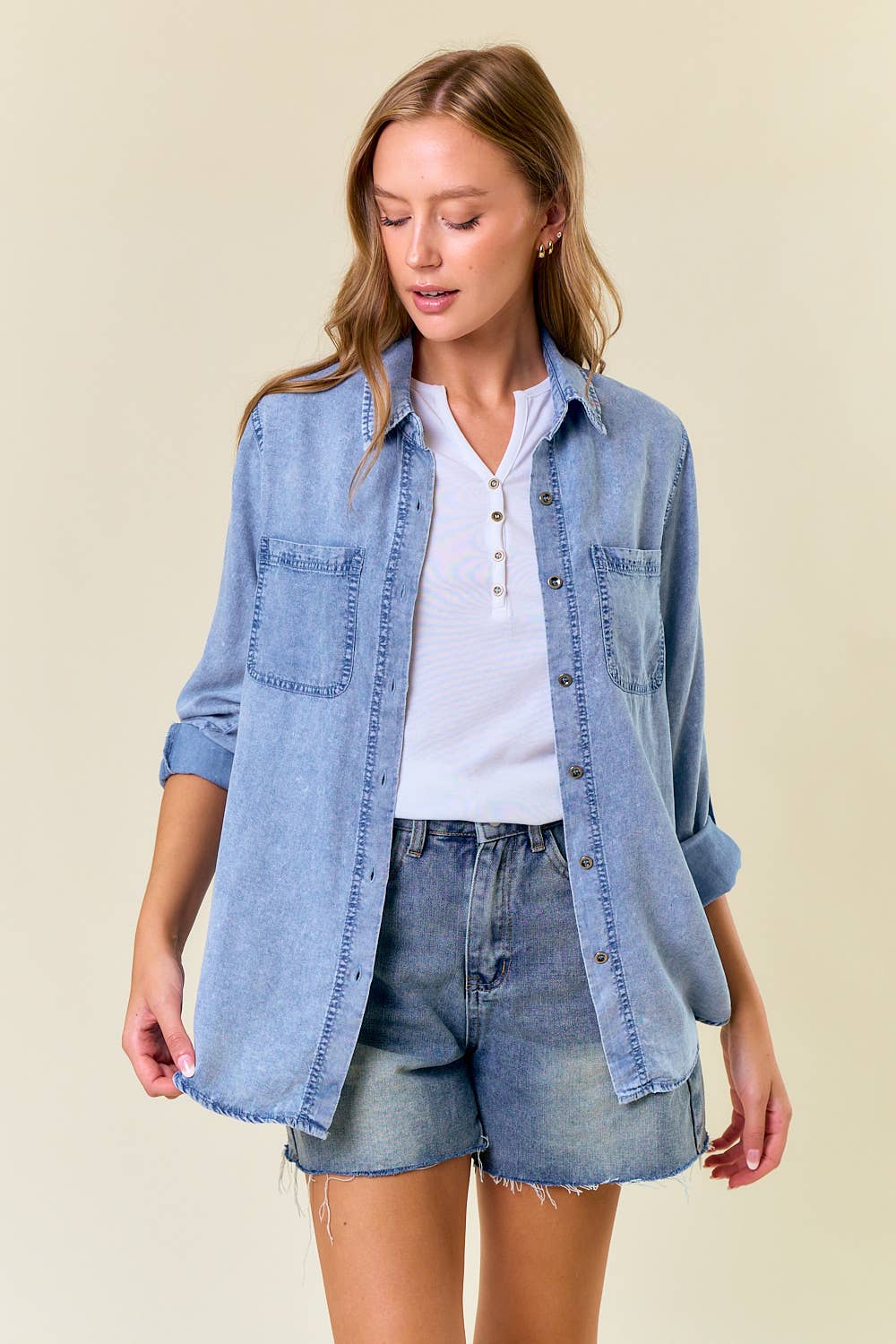 Chambray Shirt W Pockets
