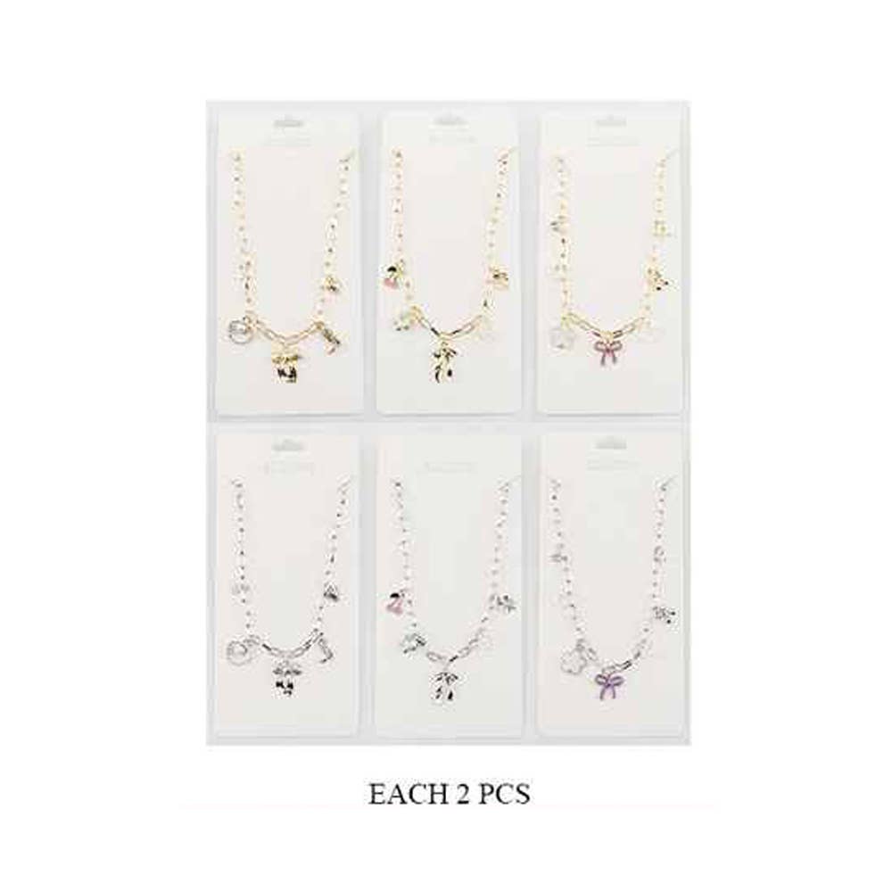Flower Bow Cherry Charm Necklace
