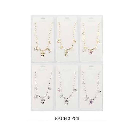 Flower Bow Cherry Charm Necklace