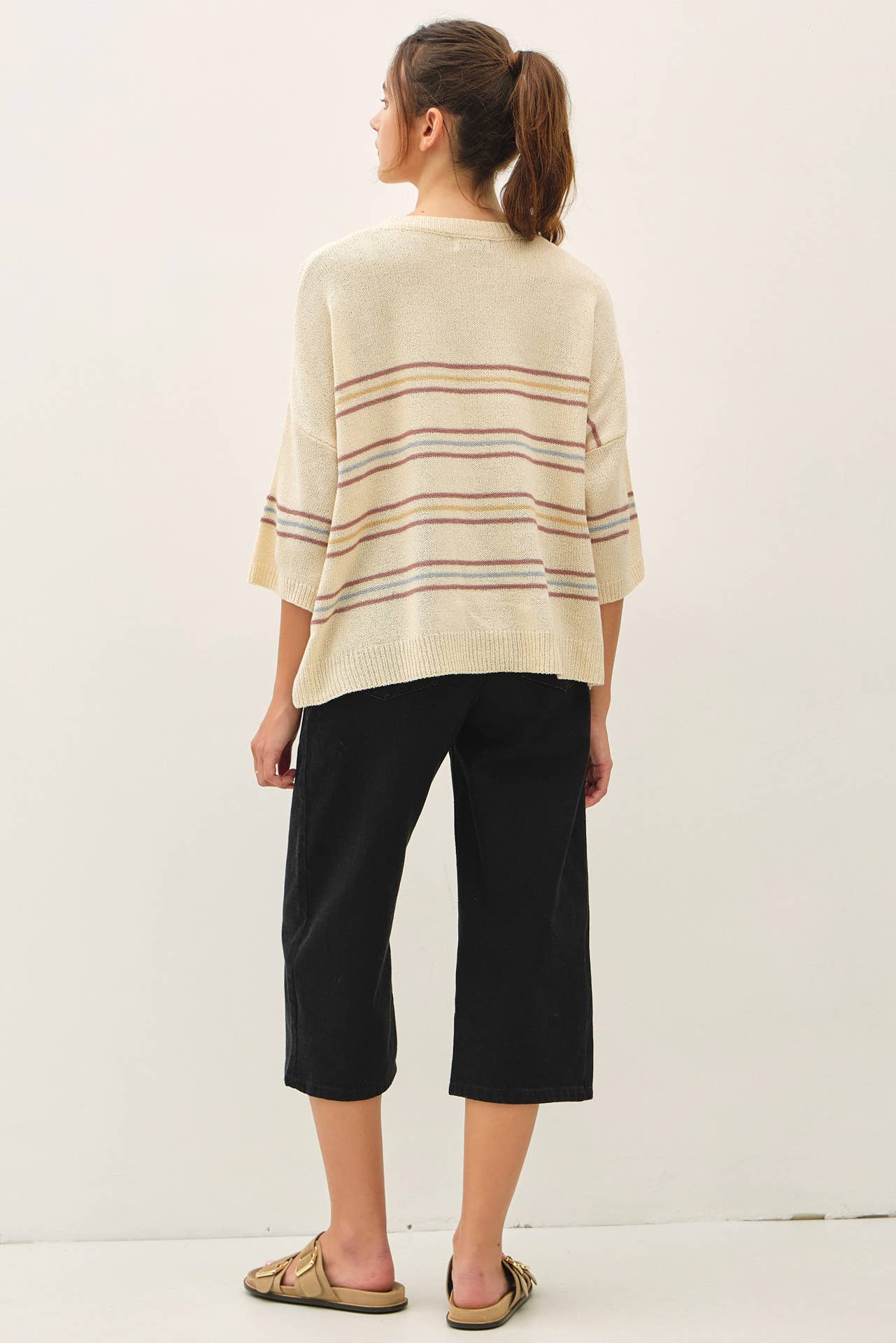 Vanilla Oversized Drop Shoulder Striped Sweater