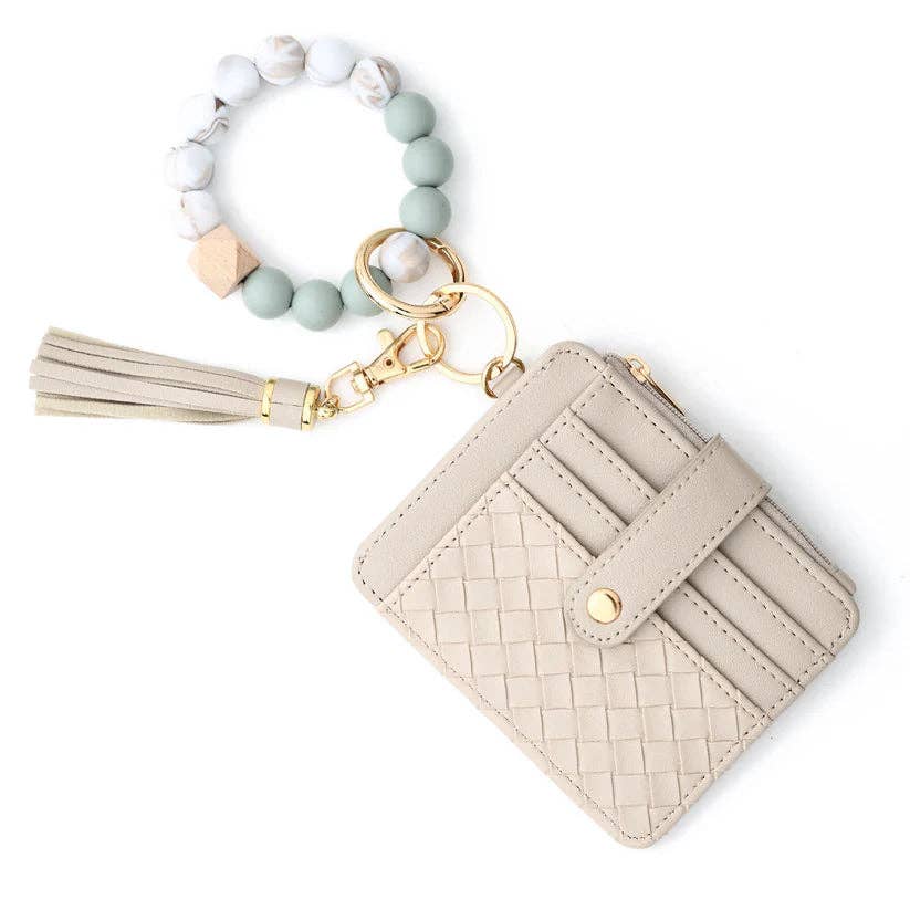 Quilted Beaded Keychain Bracelet Wallet