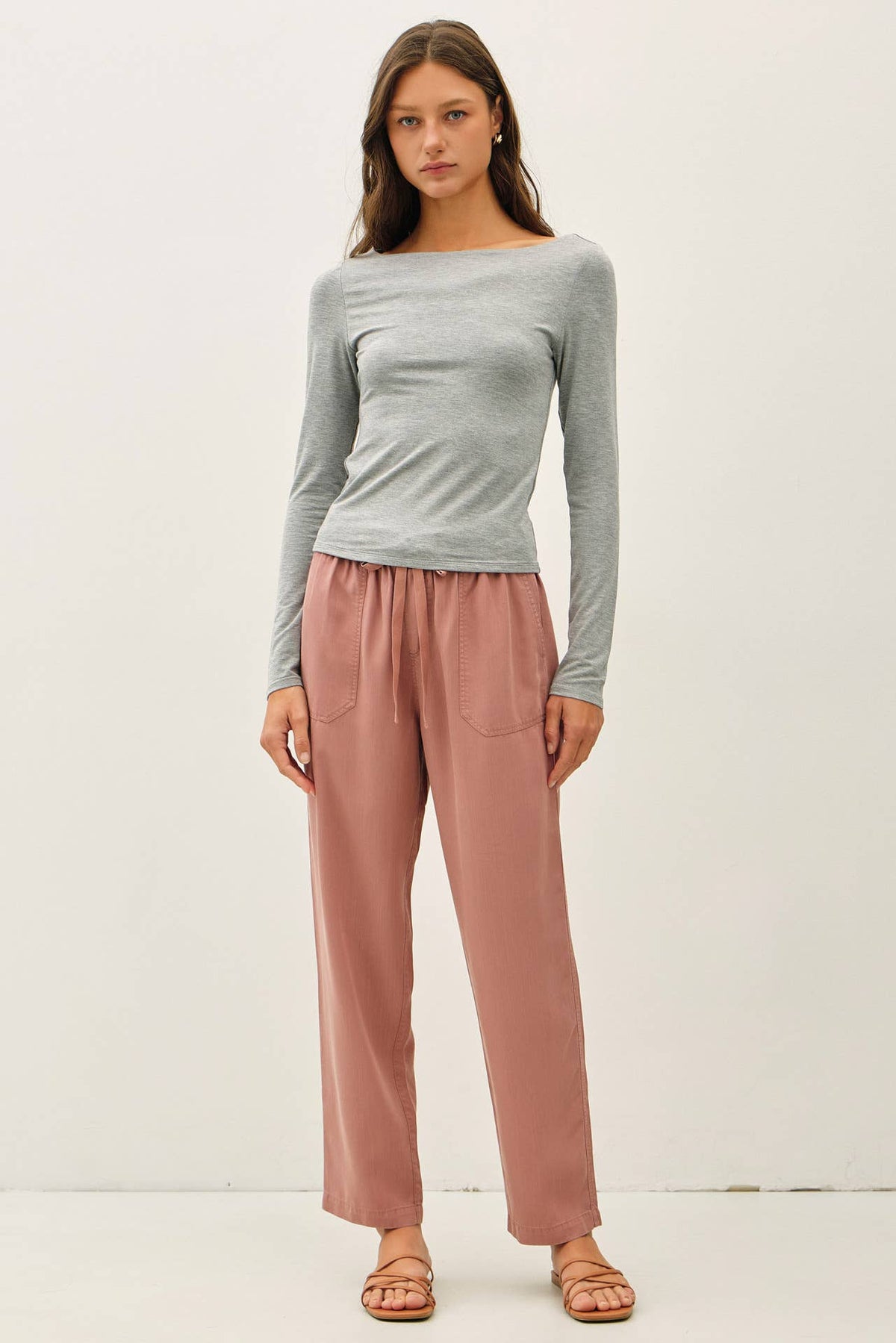 DEEP CHOCOLATE TENCEL TAPERED PANTS
