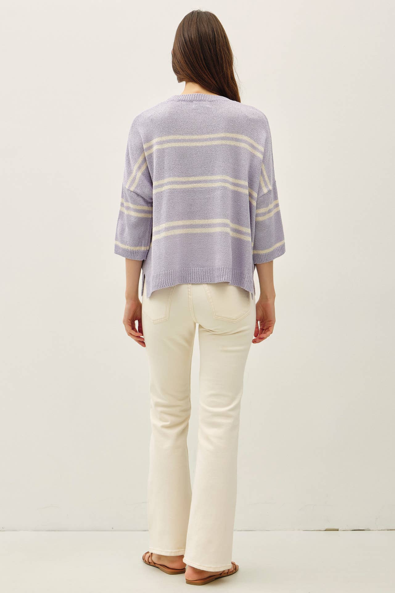 Pewter Drop Shoulder Striped Sweater