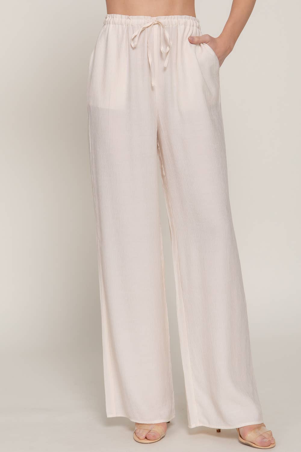 Elastic Waistband Flowy Pants