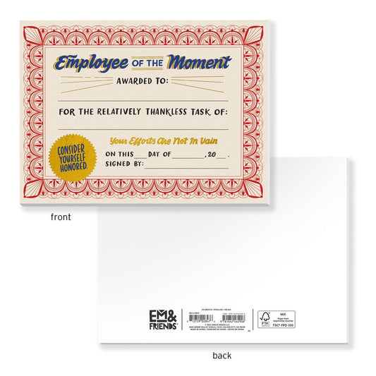 Employee of the Moment Certificate Notepad