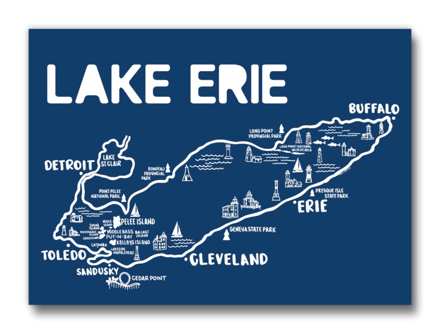 Lake Erie Map Magnet