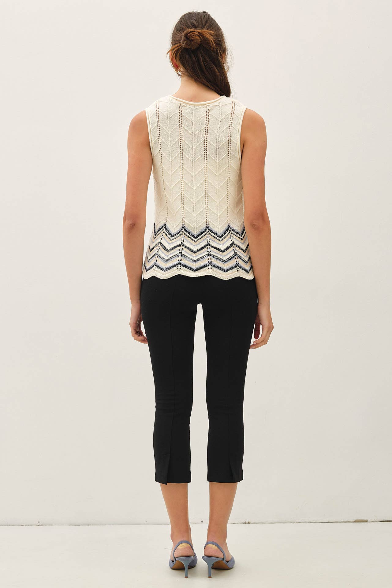 Indigo Chevron Knit Tank