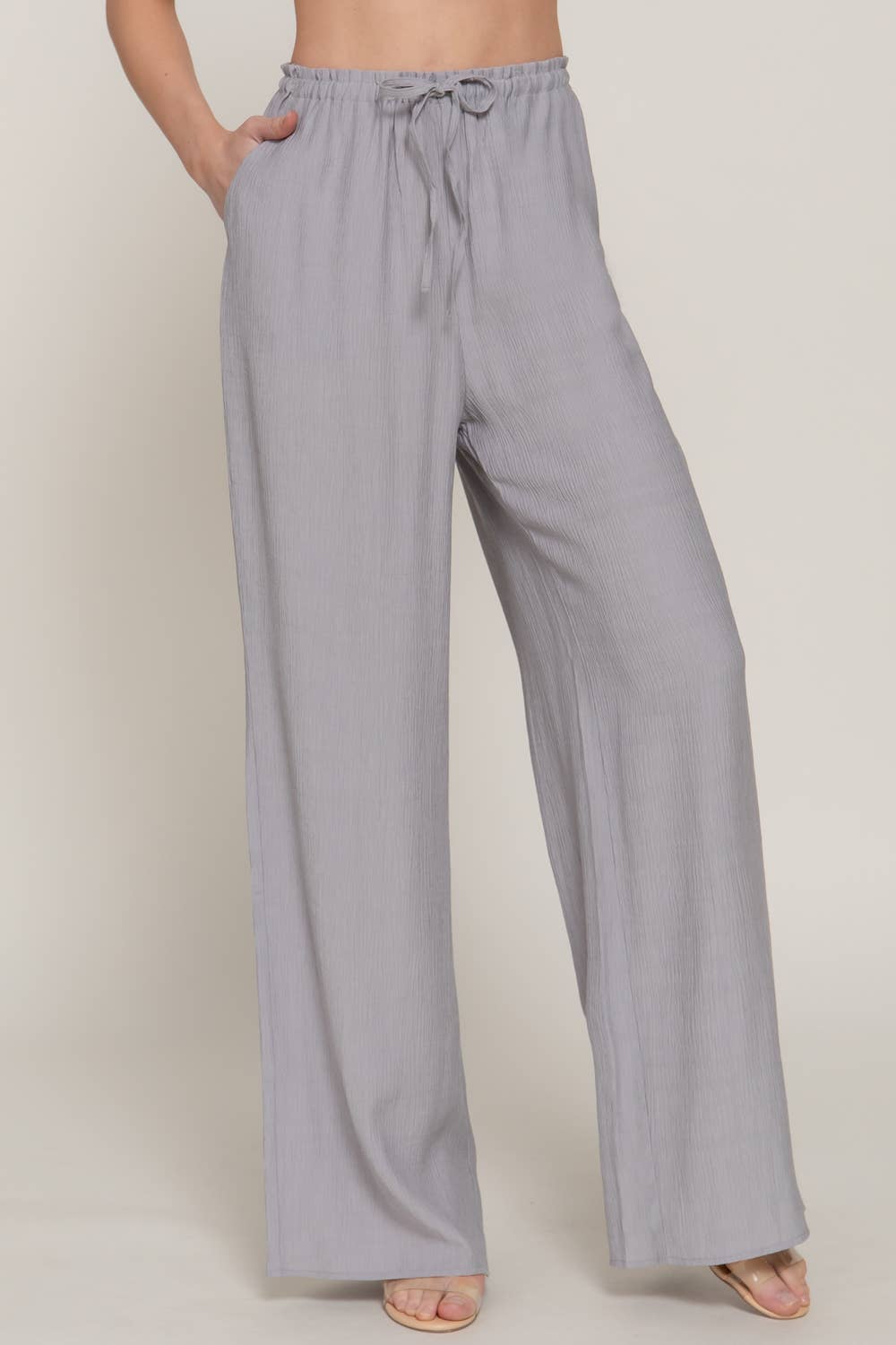 Elastic Waistband Flowy Pants