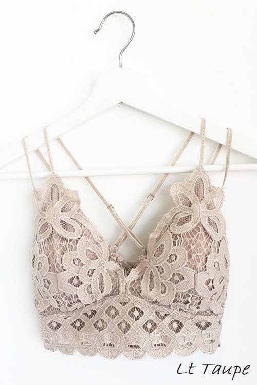 Lt. Taupe Scalloped Lace Bralette