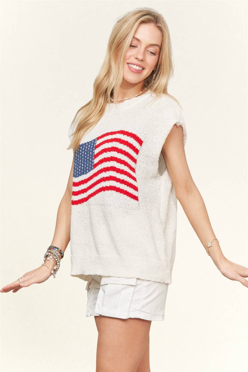 American Flag Knit Top