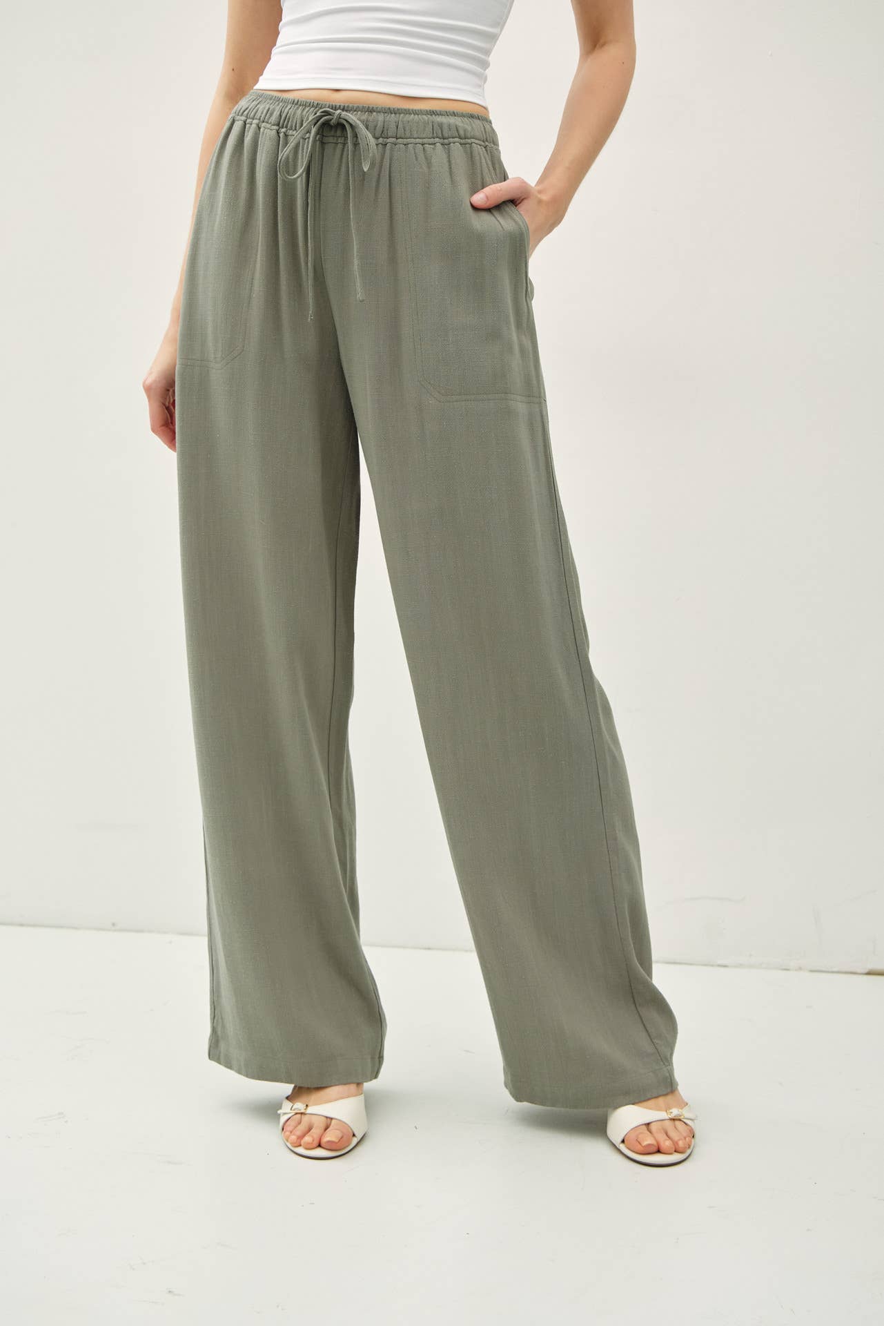 SPRUCE LINEN BLEND WIDE LEG PANTS
