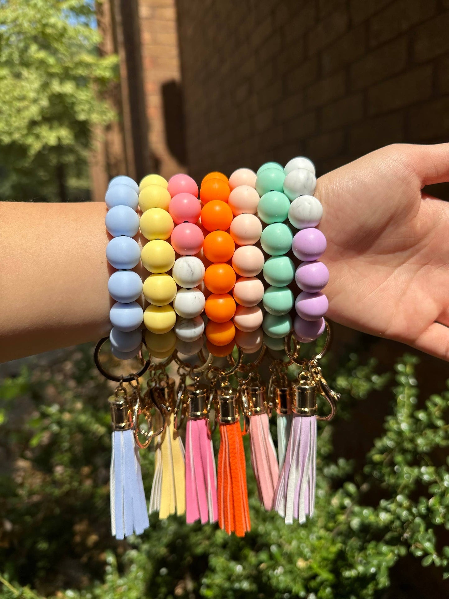 Silicone Beaded Keychain Bracelet