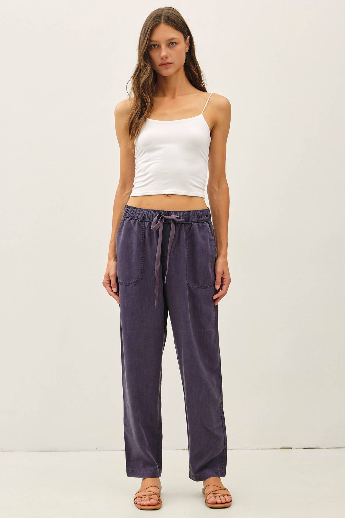 DEEP CHOCOLATE TENCEL TAPERED PANTS