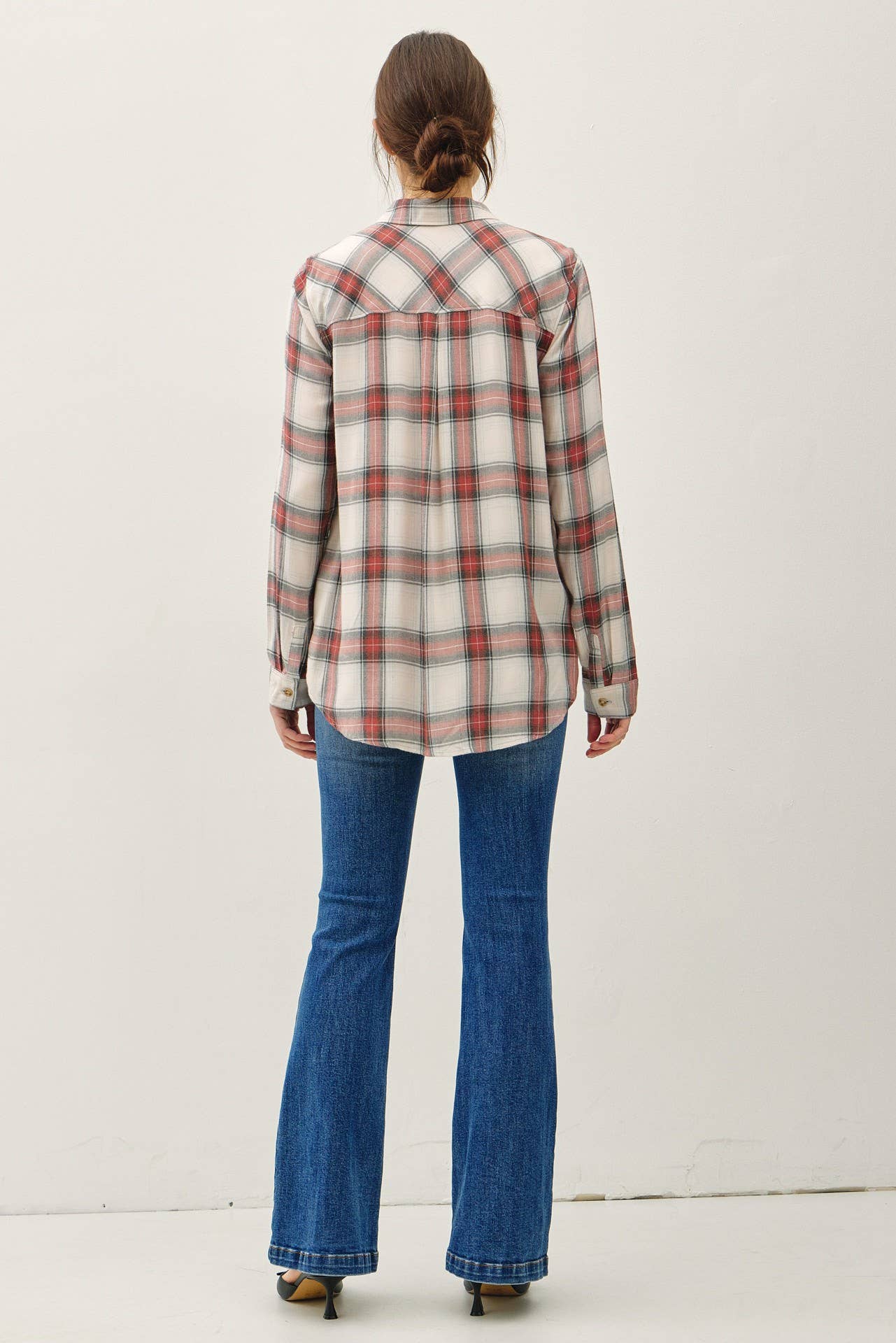 VINTAGE RED PLAID LONG SLEEVE BUTTON UP SHIRT