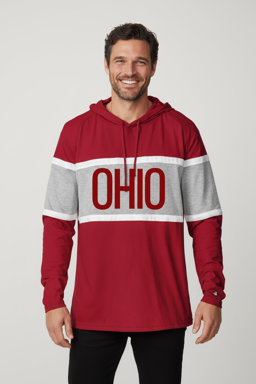 Ohio ColorBlock Long Sleeve Hooded Tee