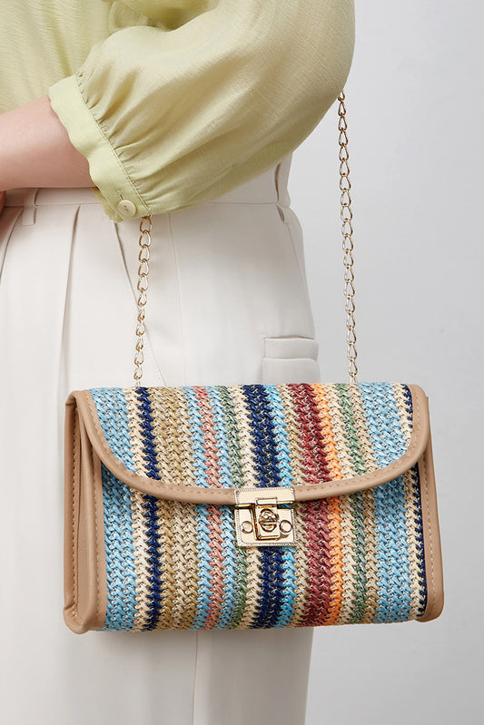 Striped Crochet Crossbody Bag