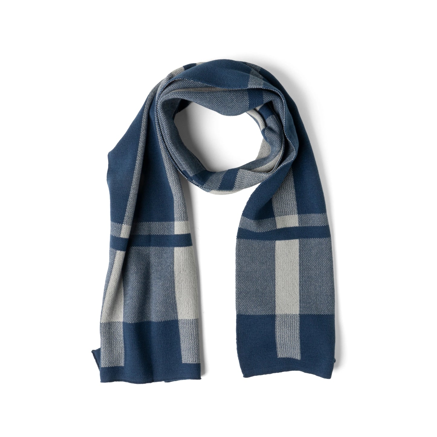 Navy Plaid Knit Scarf
