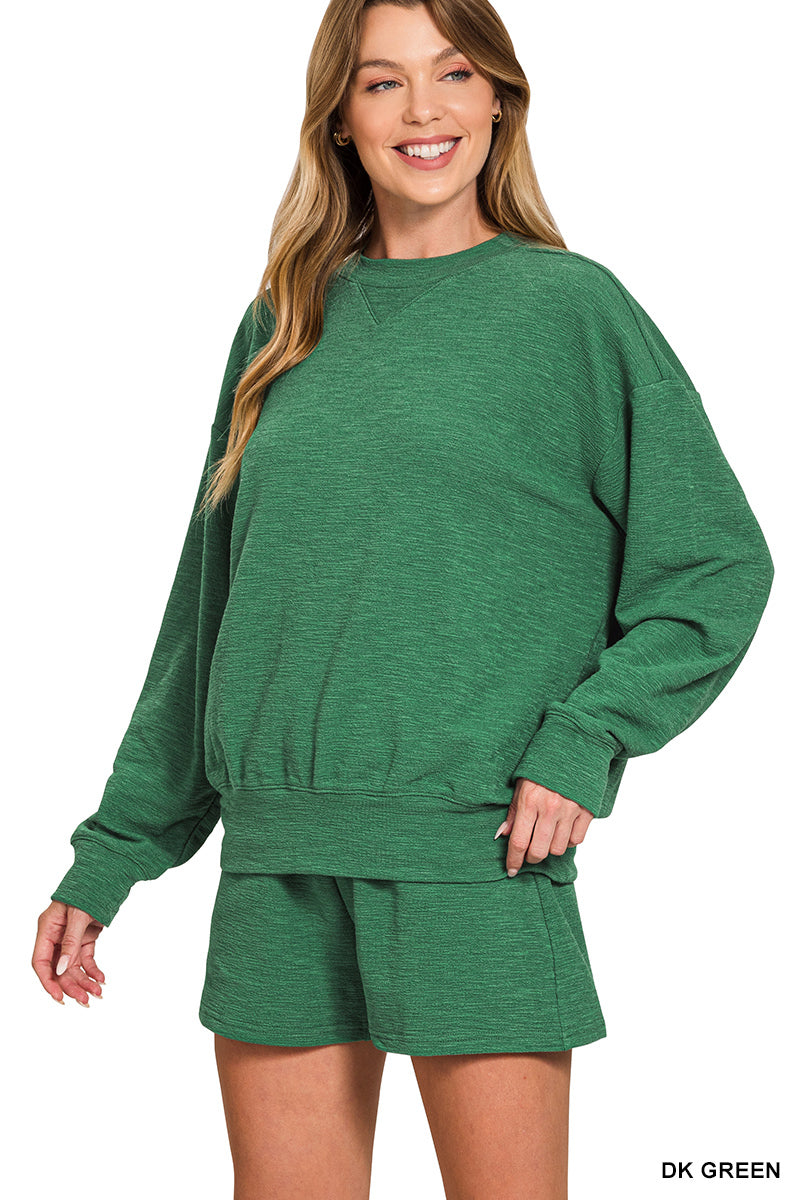 Dark Green Slub Pullover Set