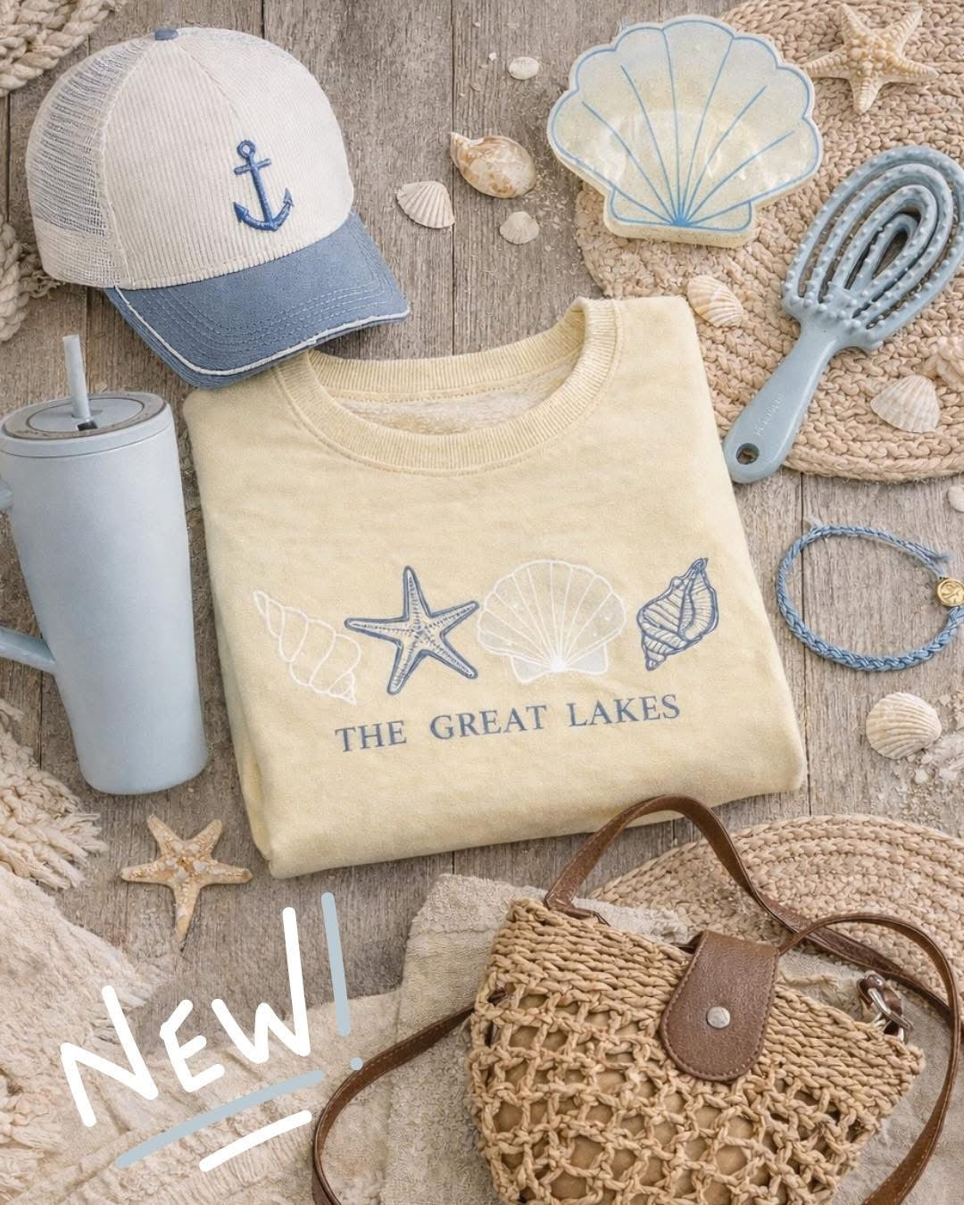 The Great Lakes Lemon Seashell Crewneck