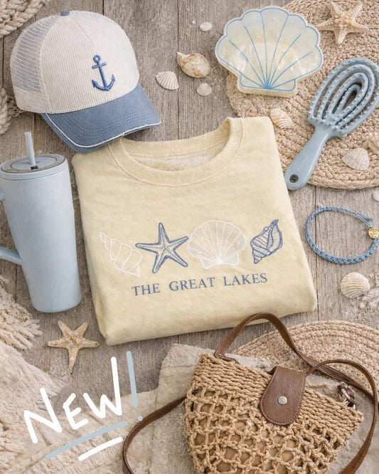 The Great Lakes Lemon Seashell Crewneck
