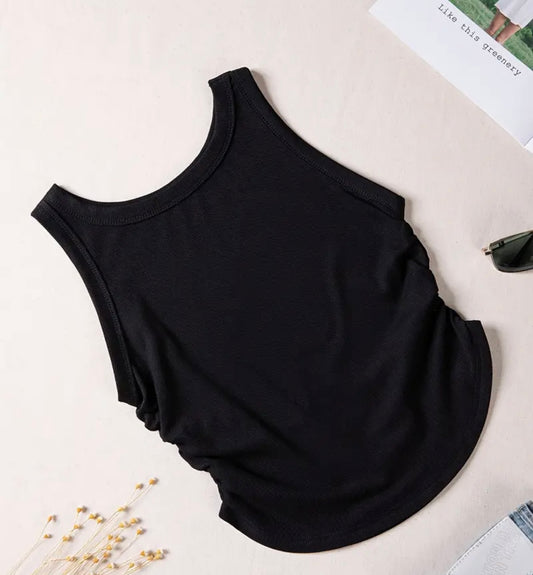 Black Ruched Muscle Tank