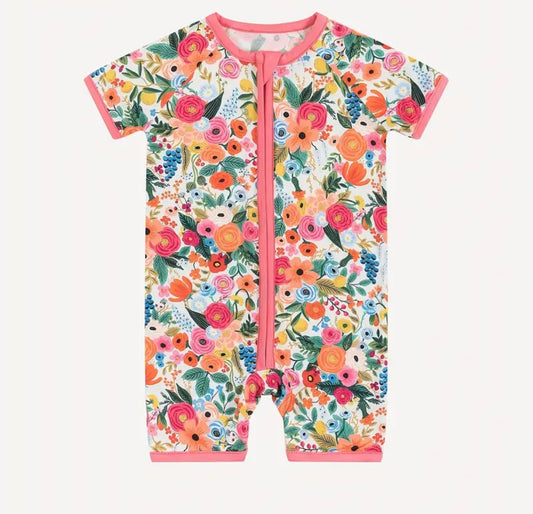 Pink Floral Baby Bamboo Romper