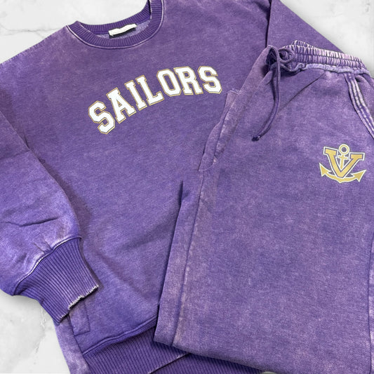 Puff Sailors Acid Wash Hi-Low Crewneck with Pockets