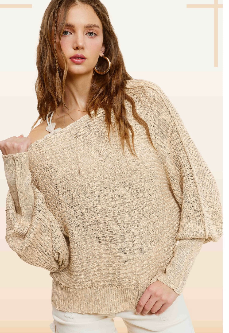 Soy Latte Lightweight Dolman Sleeve Summer Sweater