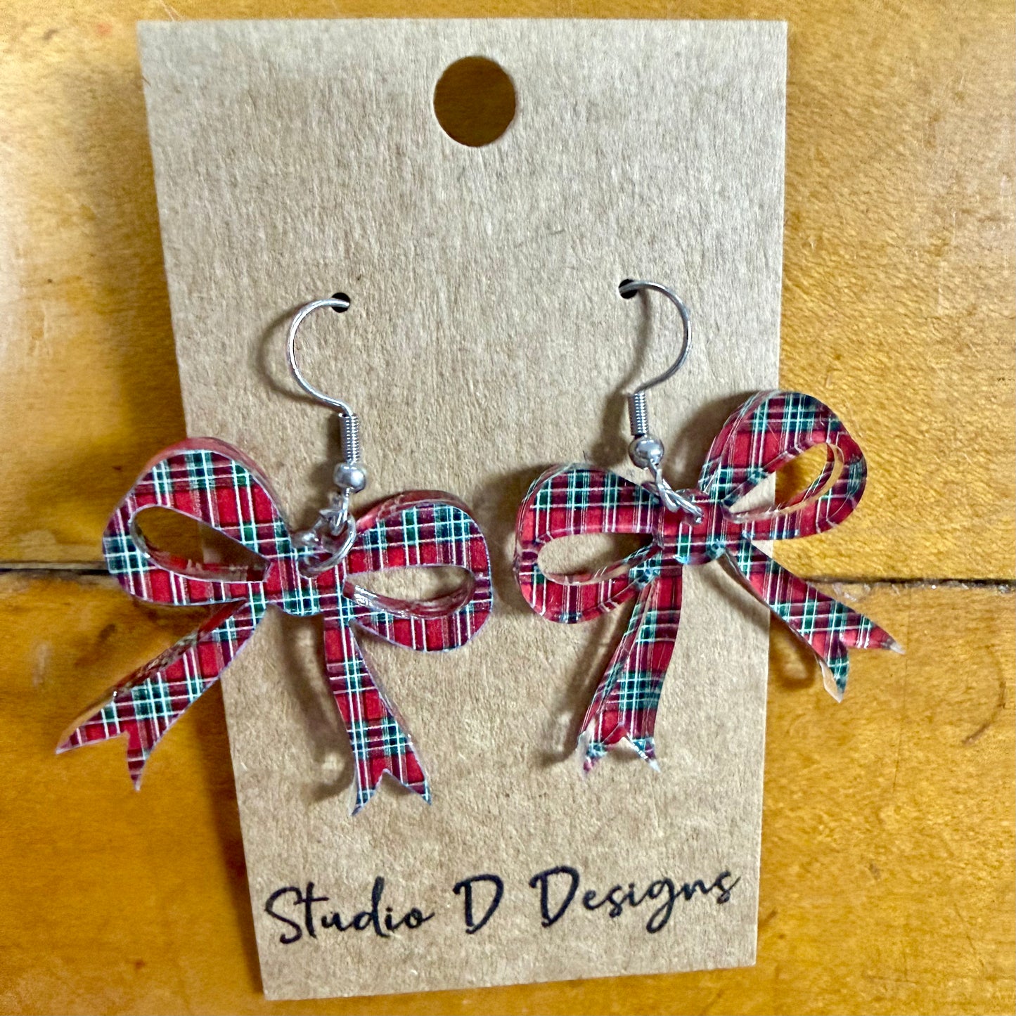Christmas Plaid Bow Earrings