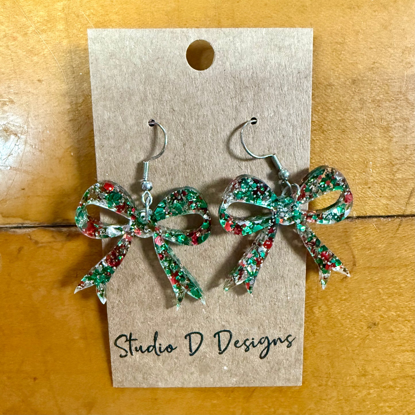 Christmas Glitter Bow Earrings
