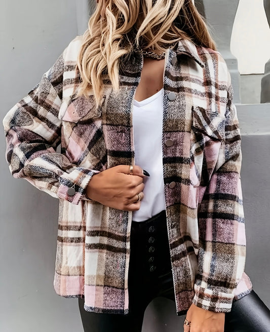 Pink + Brown Plaid Shacket