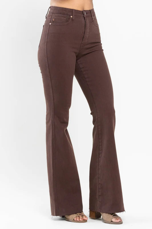 Judy Blue - Tummy Control High Waist Brown Flares