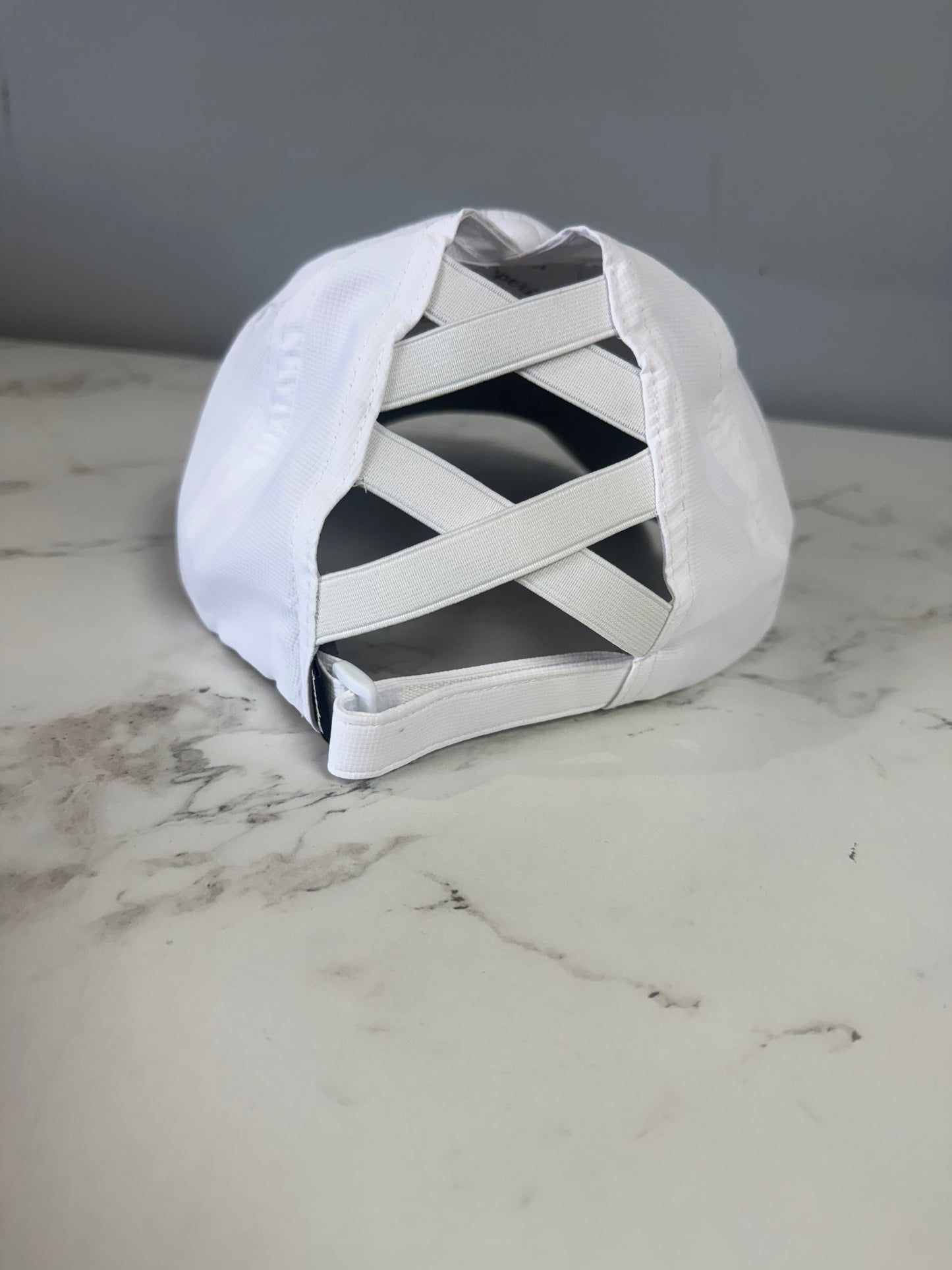 White Ohio Chenille Patch Pony Tail Hat