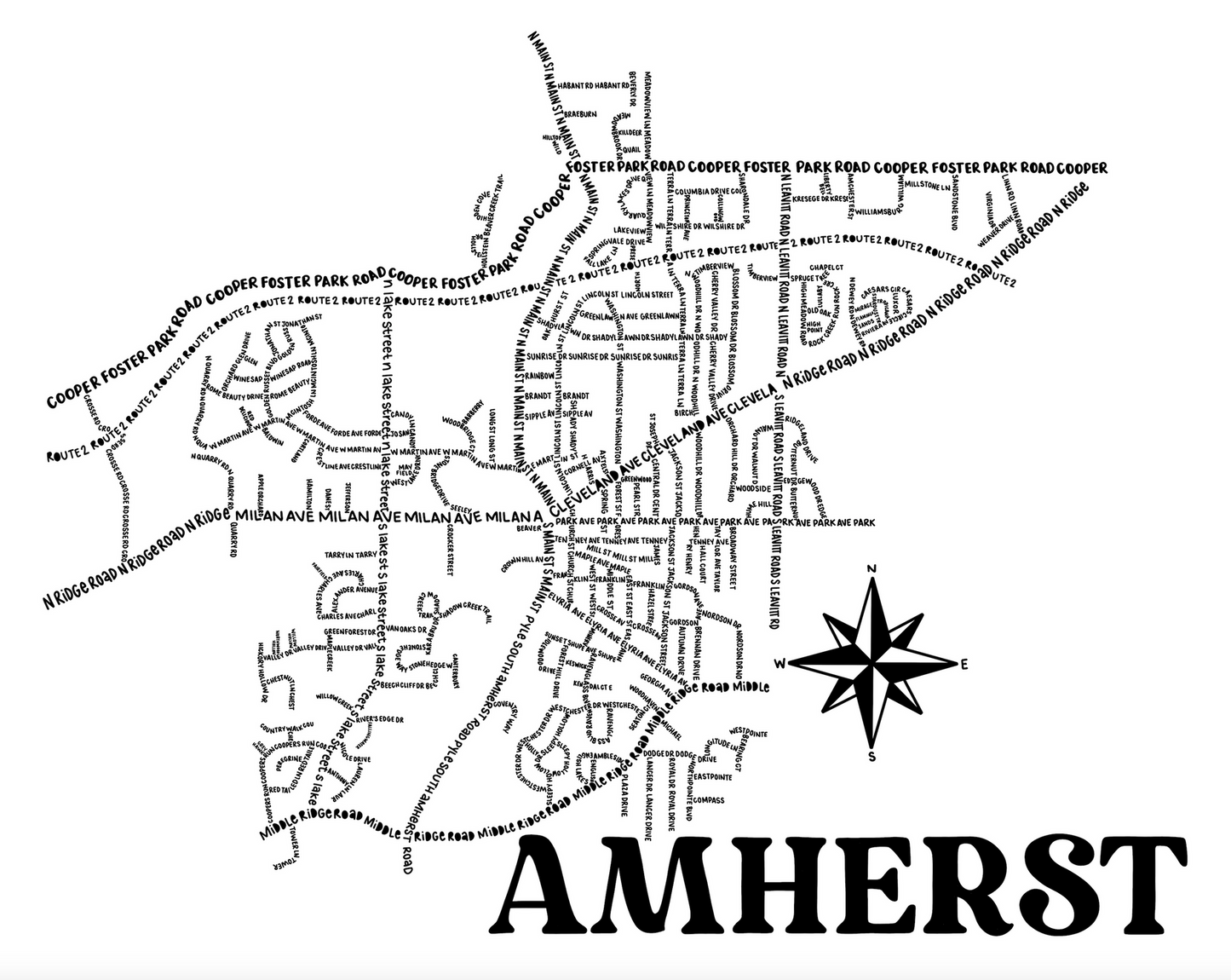Amherst Map 8x10 Print