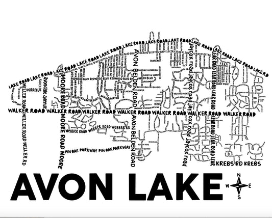 Avon Lake Map 8x10 Print