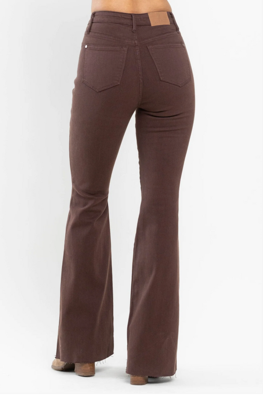 Judy Blue - Tummy Control High Waist Brown Flares