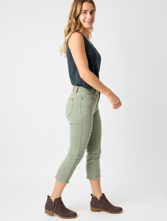 Judy Blue - Mid-Rise Sage Garment Dyed Capri