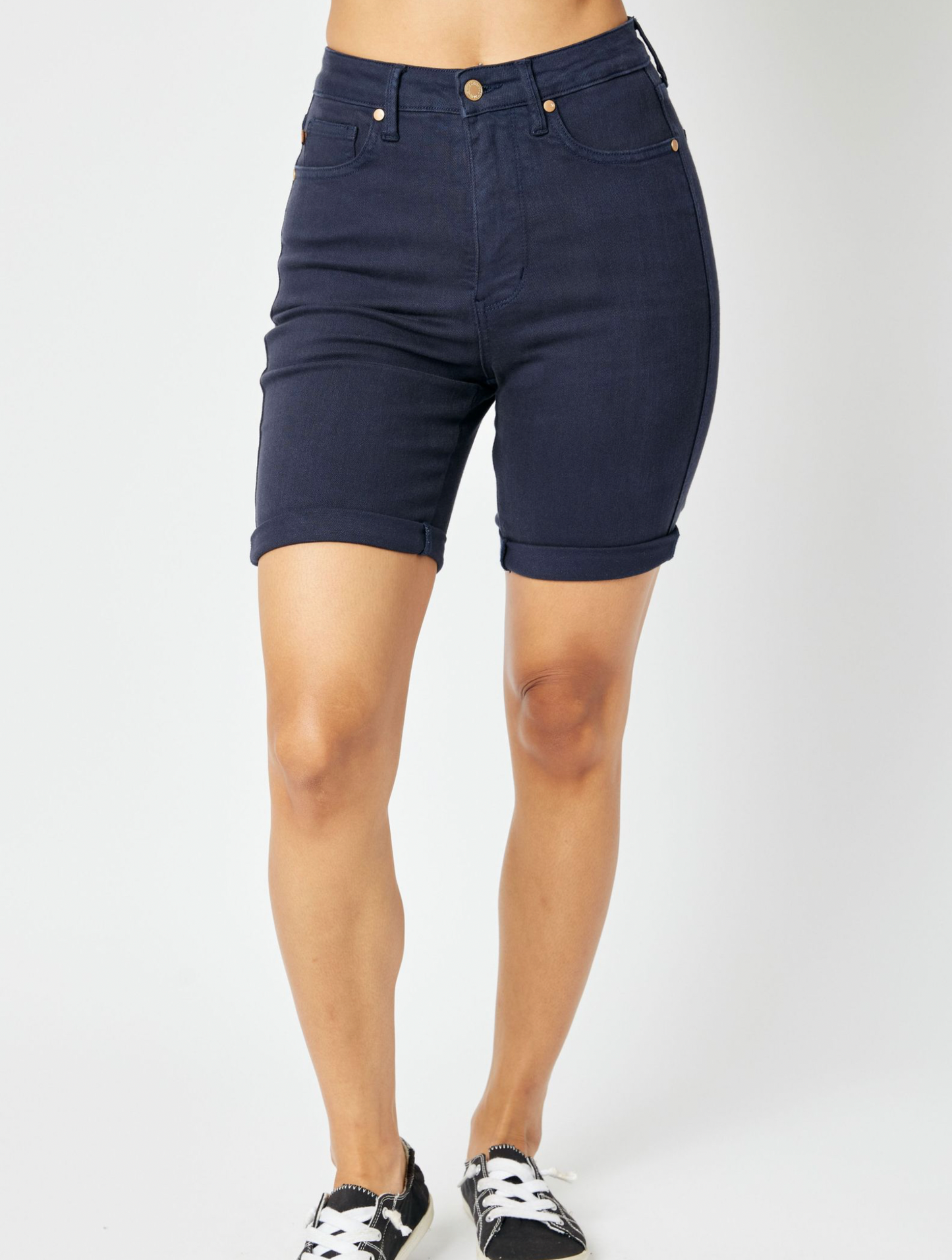 Judy Blue - High Waist Tummy Control Navy Bermuda Shorts