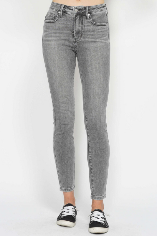 Judy Blue - Grey Mid-Rise Shield Pocket Tummy Control Skinny