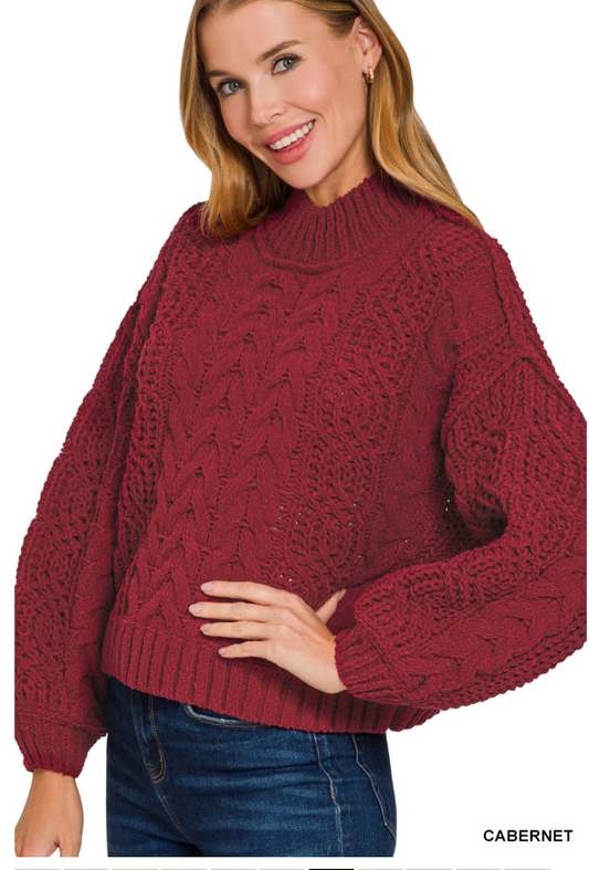 Cabernet Cable Knit Sweater