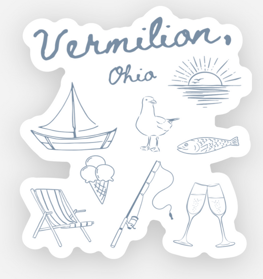 Vermilion Doodle Sticker